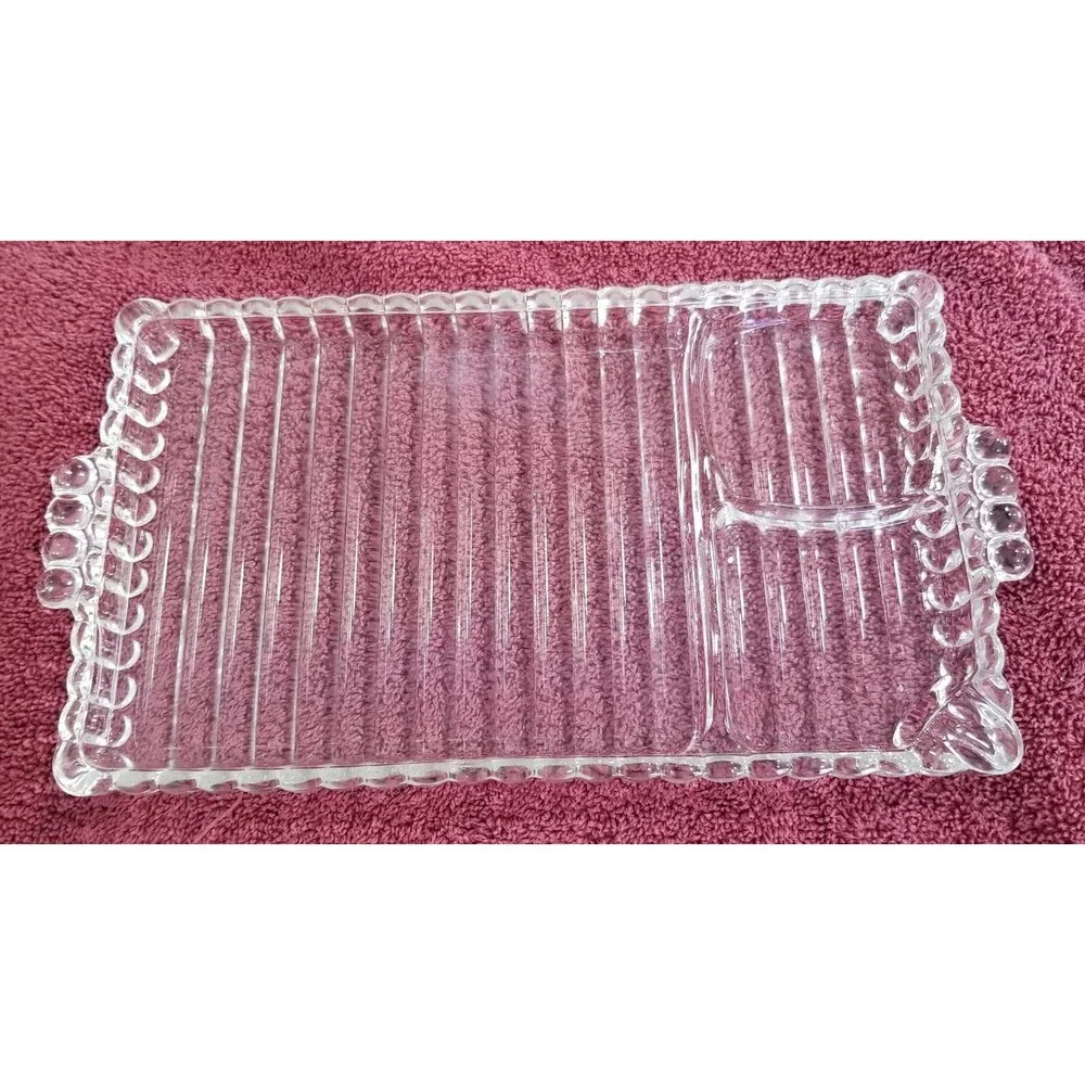 Vintage Indiana Glass–Style 3‑Section Clear Relish Tray (1960s–80s)
